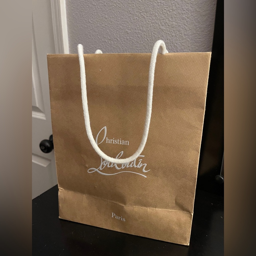 Christian Louboutin Tan Shopping Bag with White Handles